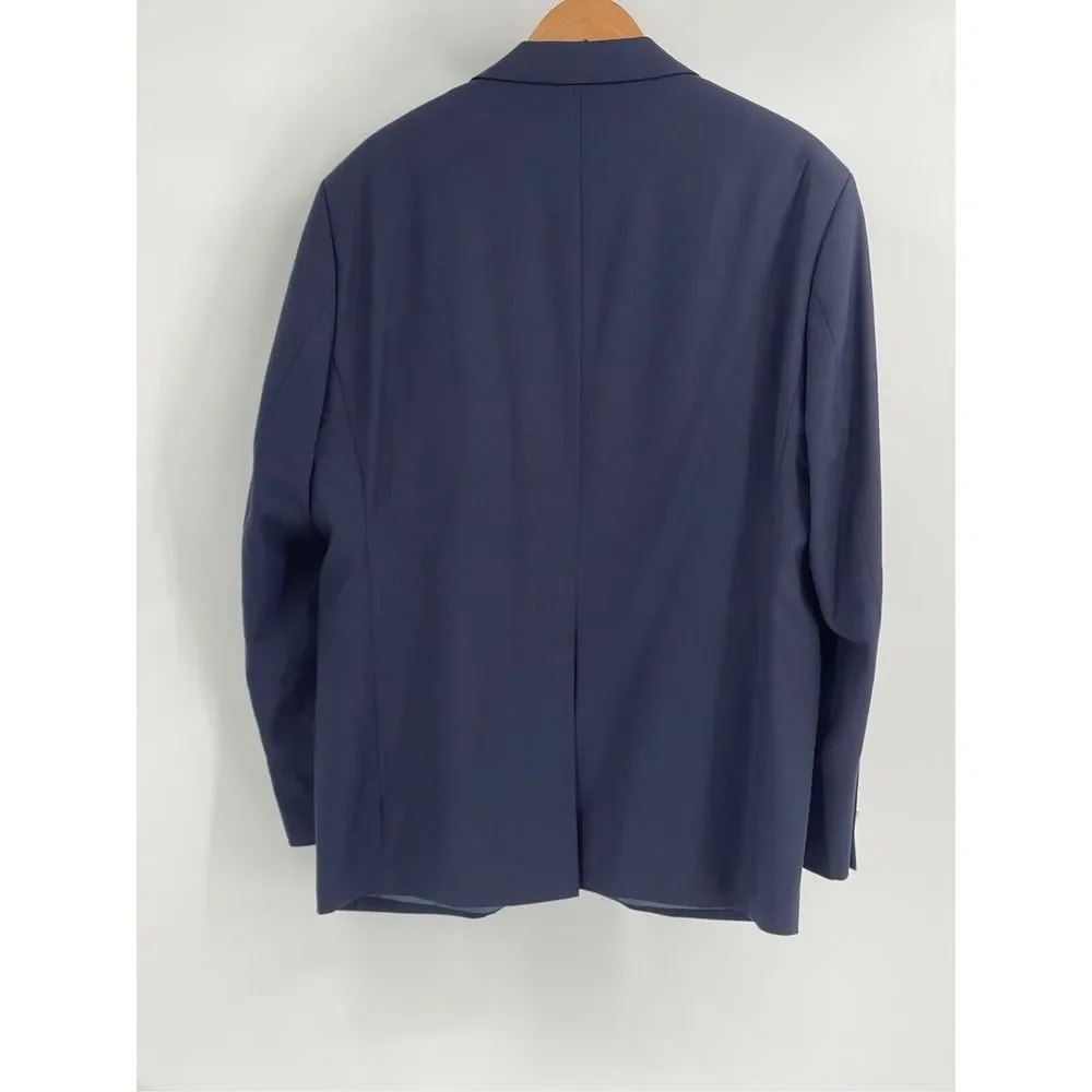 Lands End Blazer Sport‎ Coat Suit Jacket Men Size 44 Blue Gold Button Wool